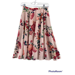 ModCloth Pink Floral Midi Skirt Sz Small